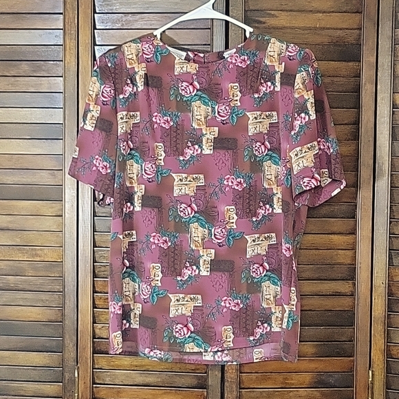 Women's Christie & Jill Small Chico Burgundy Pullover Blouse - Picture 2 of 6